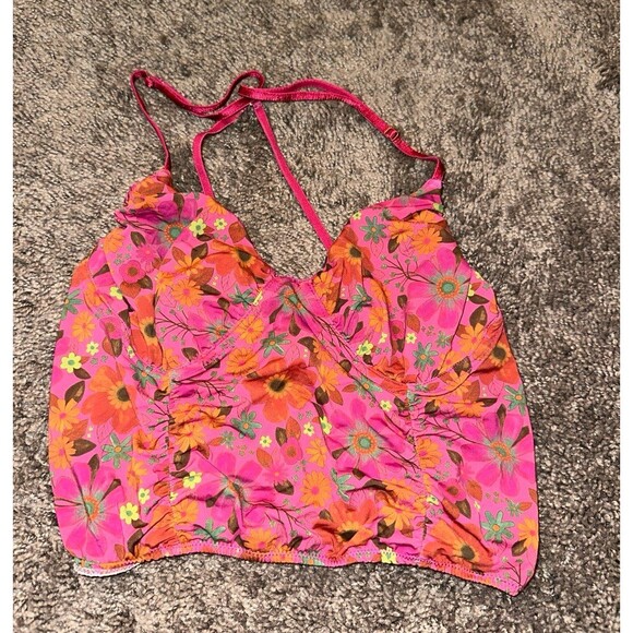 NATURAL LIFE Pink Floral Crop Top - Picture 1 of 4